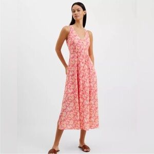 French Connection Cossette Vero Crepe Midi NWT 6 Camellia Rose/ Mandarin Orange